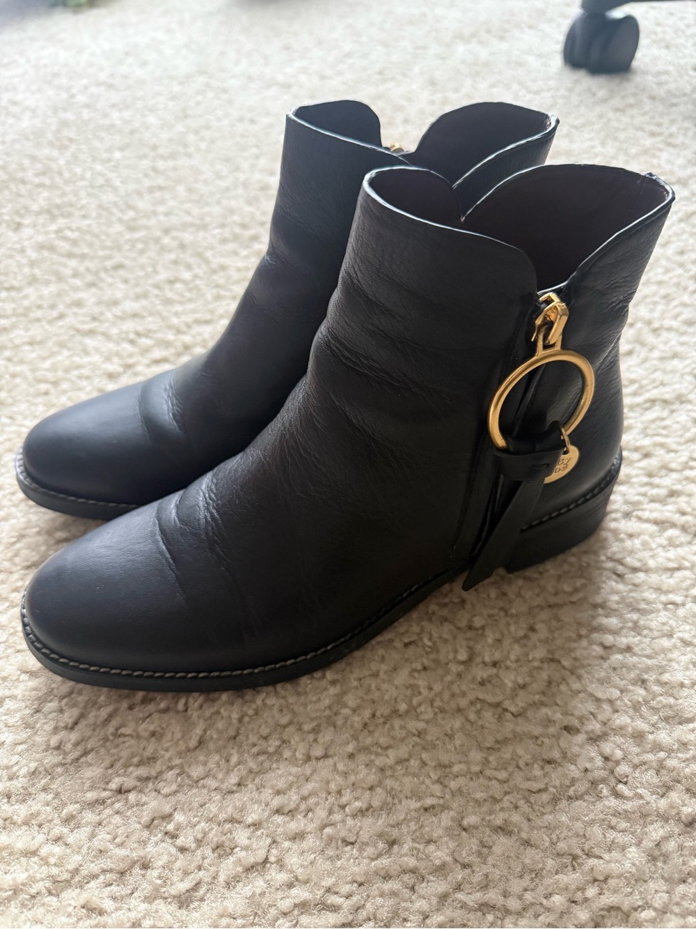 See By Chloe Black Leather Ankle Boots
